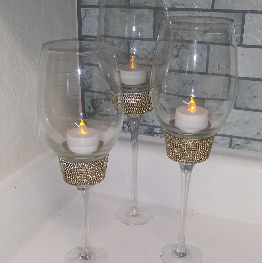 3pc Rhinestone Tealight Holders
